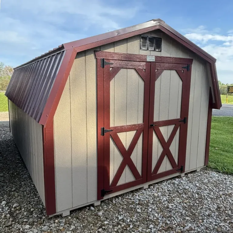 Wood mini barn storage shed with double doors